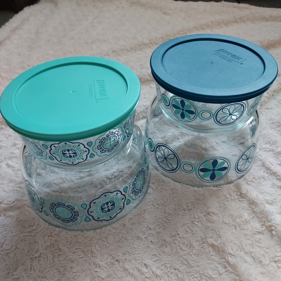 Pyrex Simply Store Decorated Glass Storage Containers pcs Bowl Set